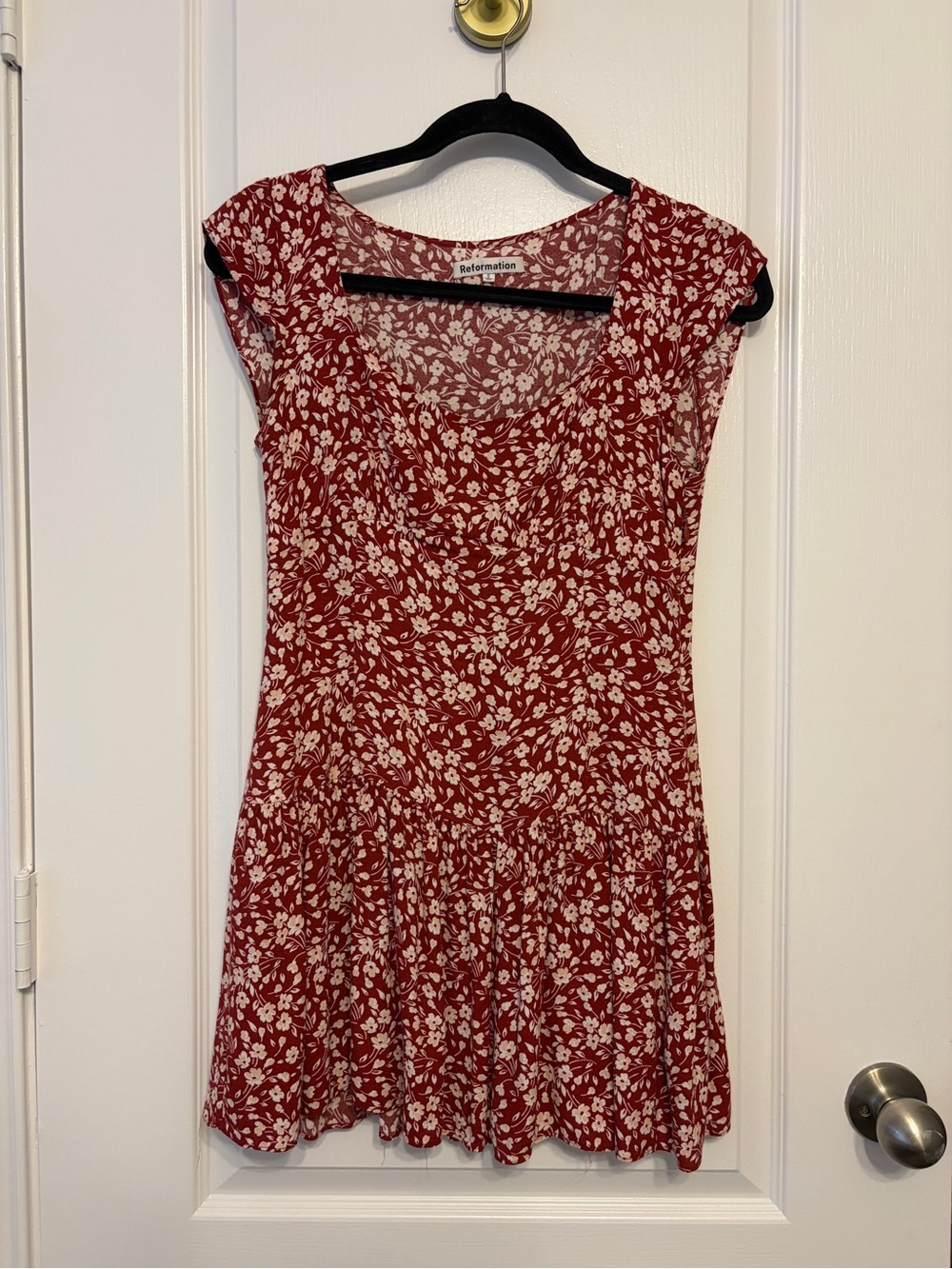 Reformation Burgundy Red Floral Short Dress